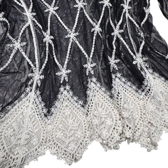 Whimsigoth Top Sz.L Black Mesh Embroidered Sheer Dark Romantic Witchy Goth - Picture 8 of 12